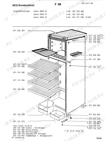 Взрыв-схема холодильника Aeg 621570003 I/GR - Схема узла Housing 001